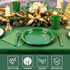 Green Plastic Plastic Party Plates and Napkins Set for Birthday, Christmas - Image 4