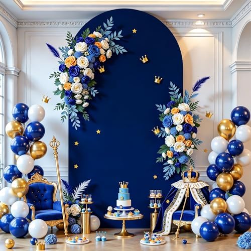 6.6FT Navy Blue Arch Backdrop Cover - Polyester Fitted Wedding Arch Stand Covers Round Top Chiara Arch Backdrop Cover for Birthday Party Banquet Photo Background Decoration by WishCare