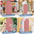 Red and White Arch Backdrop Cover 7.2 FT, Farmhouse Red White Stripes Geometric Wedding Arch Cover Stretchy Backdrop Stands Covers for Birthday Party Ceremony Banquet Decor - Image 6