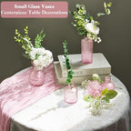 WARMALL Artificial Flowers with Vases, 16 Pcs Pink Bud Vases, & 81 Pcs Artificial Plants DIY Set Suitable for Centerpieces Table Weddings Party Office and Indoor Decor Mini Small Glass Clear - Image 4