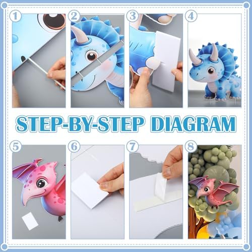 Eaasty 4 Pcs Dinosaur Baby Shower Decor, 16-24 Inch Stand-up Cutouts - Image 4
