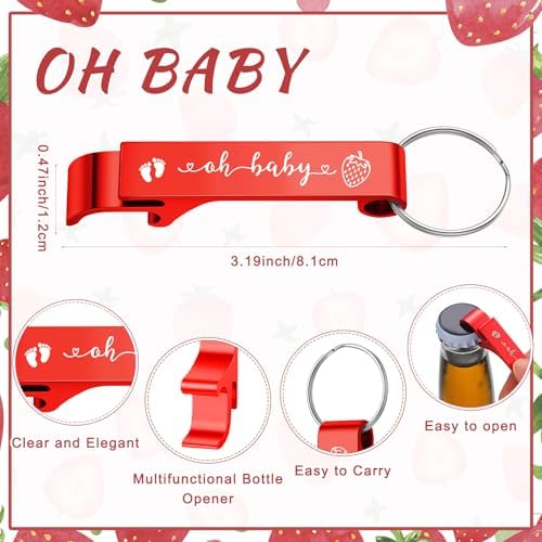 Blushtier 25 Sets Baby Shower Shot Glass Bottle Opener, Strawberry - Image 3