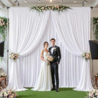 32ftx10ft Wrinkle Free White Backdrop Curtain - 10 Feet Photography Backdrop Drapes, Silky Polyester Back Drop Cloth for Wedding Baby Shower Balloon Arch Background - Image 3