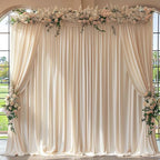 10x10ft Wrinkle Free Backdrop Curtain for Parties Soft Fabric Drapes Wedding Cream Curtain Backdrop for Birthday Party Decorations Background for Photography 5x10ft,2 Panels - Image 4