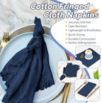 Showgeous 30 Pack Navy Blue Cloth Napkins with Fringe, 16x16 inch - Image 5