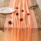 10Pcs Coral Peach Cheesecloth Table Runner 120 Inches for Party Home Decor - Image 2
