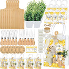 Honeydak 49 Pcs Baby Shower Prizes for Game Players 6 Set Cheese Board Fork Knives Coaster Towel Artificial Potted Plant Thanks Card Gift Bag for Baby Bridal Shower Wedding Favors(Honey Bee) by Honeydak
