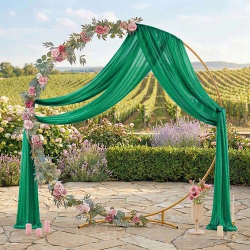 Pack of 2 Wedding Arch Drape Panel Fabric 30" x 50ft - Emerald Green - Image 3