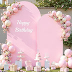 Pink Photo Arch Backdrop Cover Set of 2 for Baby Shower Party 7.2ft and 6ft Arch Covers Stretchy Backdrop Spandex Arch Stand Covers for Girls Birthday Wedding Bridal Shower Background Decorations - Image 2