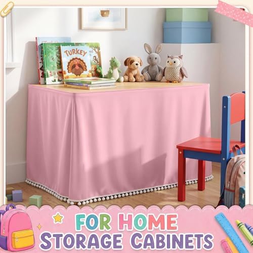 Tudomro Teacher Desk Skirt Table, Tassel, 6ft, Pink - Image 6