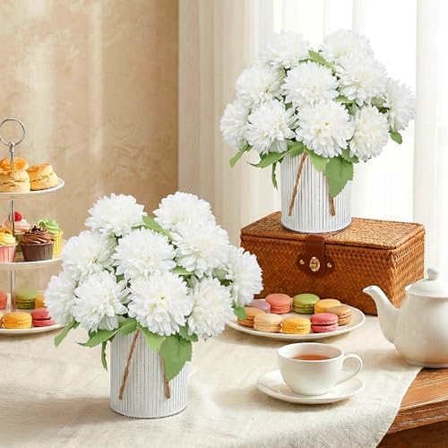 6 Set Pre-Made Flower Table Centerpieces - Ivory White - Image 3