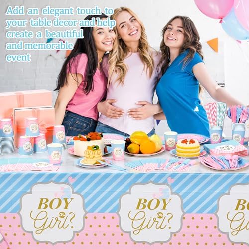 Potchen 452 Pcs Boy or Girl Plates Napkins Party Supply, Blue Pink - Image 5