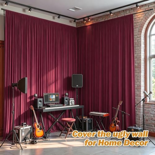 32ftx10ft Wrinkle Free Burgundy Backdrop Curtain - 10 Feet Photography Backdrop Drapes, Silky Polyester Back Drop Cloth for Wedding Baby Shower Balloon Arch Background - Image 5