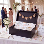 Geelin Wooden Wedding Card Box with Letter Flag Rustic,Black - Image 4