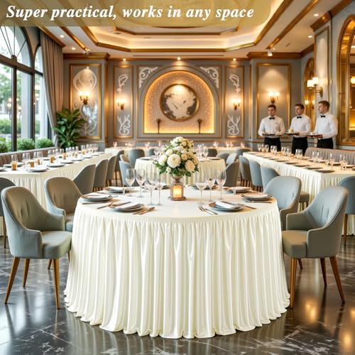 9ft Ivory Satin Table Skirt for Rectangle & Round Table Teacher Desk Skirt - Image 7