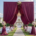 50ft×15ft Burgundy Backdrop Curtain for Wedding Parties by PartyVillage