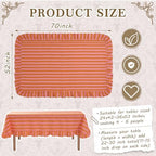Tudomro Striped Tablecloth, Rectangle, Coral, Apricot, 52'' X 70'' - Image 2