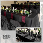 6 Pack Tablecloth 90 x 156 inch Polyester Table Cloth for 8 Foot Rectangle Tables,Stain and Wrinkle Resistant Washable Fabric Table Covers Polyester Black Table Clothes for Wedding,Party,Banquet - Image 4