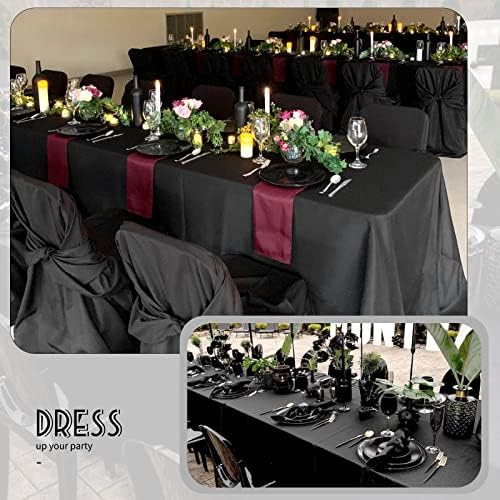 6 Pack Tablecloth 90 x 156 inch Polyester Table Cloth for 8 Foot Rectangle Tables,Stain and Wrinkle Resistant Washable Fabric Table Covers Polyester Black Table Clothes for Wedding,Party,Banquet - Image 4
