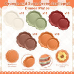 350 Pcs Fall Party Plates and Napkins - Sage Green Orange Party Decoration Tableware set Include Autumn Wedding Gradient Scalloped Plate Napkin Cup & Cutlery for Thanksgiving, Bridal shower, Birthday - Image 4