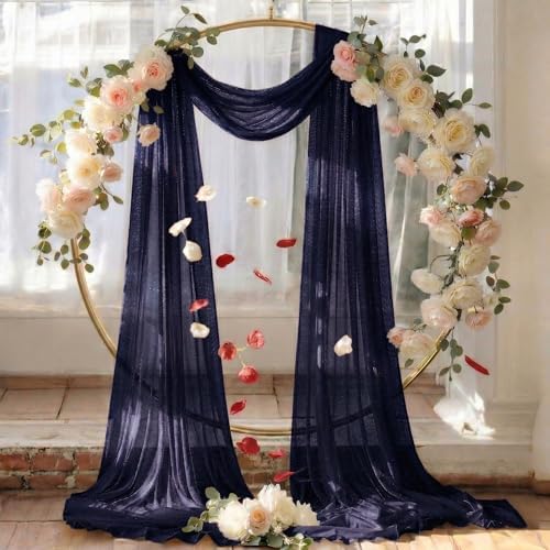 Pack of 2 Wedding Arch Drape Panel Fabric 30" x 100ft - Navy Blue - Image 6