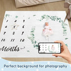 Personalized Baby Milestone Blanket for Boys Girls Baby Month Blanket- First Year Calendar Monthly Growth Chart - Green Print Halloween Birthday Gifts for Infant Todder(FixedSize) - Image 2