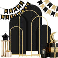 Gawicpy Wedding Arch Backdrop Stand Set Metal Arch Backdrop Stand with Wedding Arch Cover, Wedding Balloon Arch Backdrop Stand for Birthday, Baby Shower, Anniversary (Black, 4FT+5FT+6FT) by Gawicpy