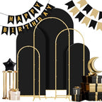 Gawicpy Wedding Arch Backdrop Stand Set Metal Arch Backdrop Stand with Wedding Arch Cover, Wedding Balloon Arch Backdrop Stand for Birthday, Baby Shower, Anniversary (Black, 4FT+5FT+6FT) by Gawicpy