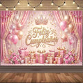Feliz Cumpleaños Backdrop Pink Gold Balloon Crown Rose Gift Curtain Photo Background Banner for Women Girls Happy Birthday Party Photoshoot 20X10ft by Viajar