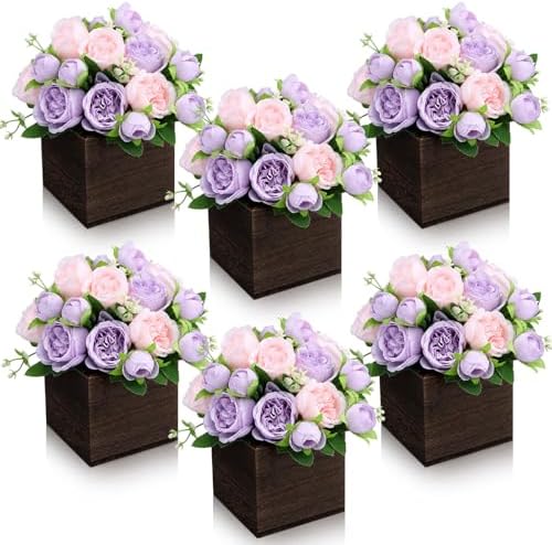 6 Sets Artificial Peonies Flower Table Centerpieces, Mixed Purple by Wavyknot