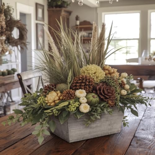 Dandat 4 Set 10 Inch Wooden Flower Box Rustic Table Centerpieces,Brown - Image 5