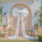 Large White Bow Decor, 24x16x79 Inches Big Silky Ribbon Bows for Room Wall Door Decorations Oversized Coquette Stain Bow Party Decorations for Birthday Bridal Baby Shower Wedding Photo Booth Backdrop - Image 2