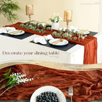 Sioloc Terracotta Table Cloth Cheesecloth Table Runner 10ft Rustic for Tea Wedding Party Baby Bridal Centerpiece Fall Decor for Home Halloween Thanksgiving - Image 4