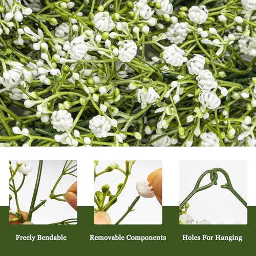 2 Pcs 5.8ft Artificial Baby Breath Flower Vines, Babys Breath Artificial Flowers Real Touch Faux Gypsophila Hanging Fake Baby's Breath Garlands for Wedding and Baby Shower Decor（White） - Image 3