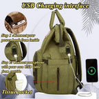 Diaper Bag Backpack for Dad and Mom with USB Charging Port Stroller Straps and Insulated Pocket,army military Travel Nappy Backpack for Daddy/Mommy (Green) - Image 5
