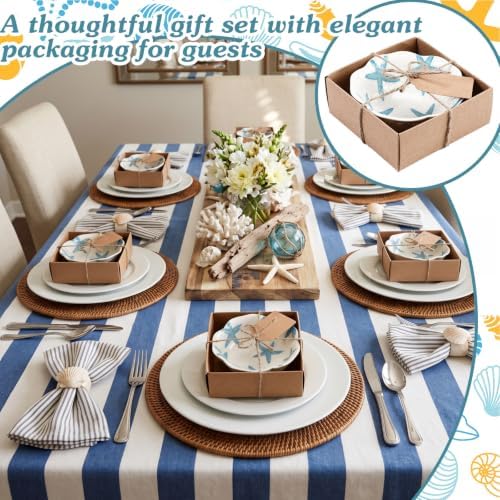 SiliFine 12 Pcs Beach Party Favors for Guests Small Ceramic Bowl Bulk Gifts 3.3 Inch Floral Design Mini Dipping Sauce Dish with Card Box for Bridal Pooja Baby Shower Birthday Guest Gift - Image 3