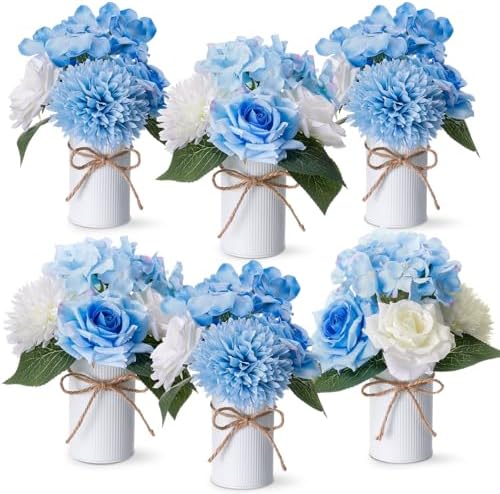 Zeyune 6 Set Artificial Centerpiece, Sky Blue,Lake Blue, Stylish Style by Zeyune