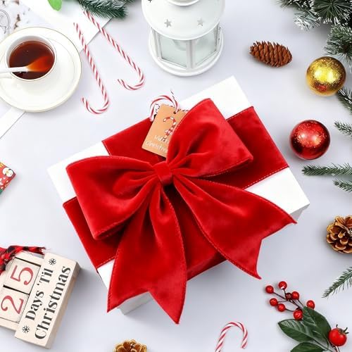 Meseey 4 Inch 50 Yards Red Velvet Wired Ribbon - Premium Soft Velvet Ribbon with Wire Edges for Christmas Tree Decor, Wedding, Valentine's Day, Gift Wrapping, DIY Crafts - Image 3