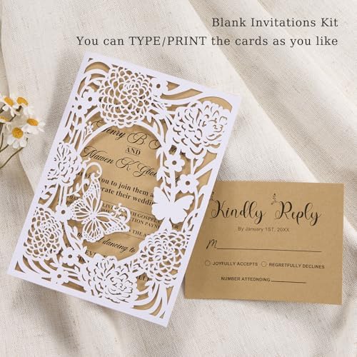 50pcs Rustic Wedding Invitations Accessories Blank Kraft Invitation Cards - Image 3