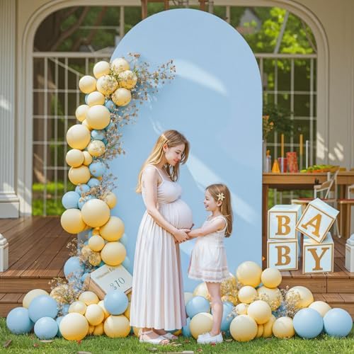 6.6FT Blue Arch Backdrop Cover - Polyester Fitted Wedding Arch Stand Covers Round Top Chiara Arch Backdrop Cover for Birthday Party Banquet Photo Background Decoration - Image 7