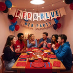 400 Pcs Spider Birthday Party Decoration for 50 Guests, Red Blue Paper Plates Napkins Cups Tablecloth Cutlery Disposable Tableware Set for Spider Web Party Supplies - Image 6