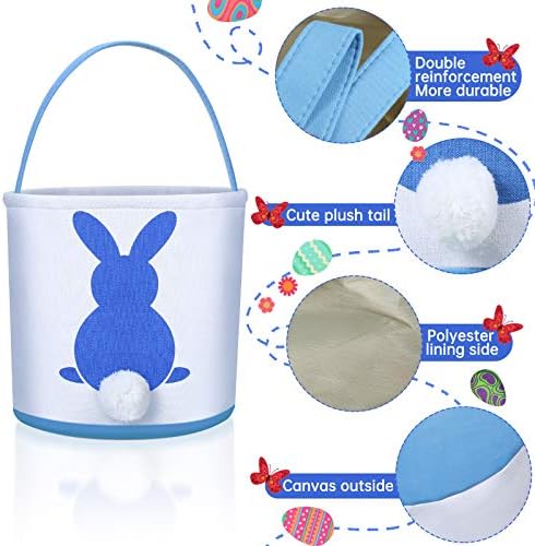 Weewooday 6 Pcs Easter Bunny Basket Bags Canvas Rabbit Bucket Tote for Easter Egg Hunts Candy Gifts Storage - Image 5