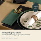 Linen-Feel Dinner Napkins With Flatware Pocket, Champagne, 50-Pack - Image 6