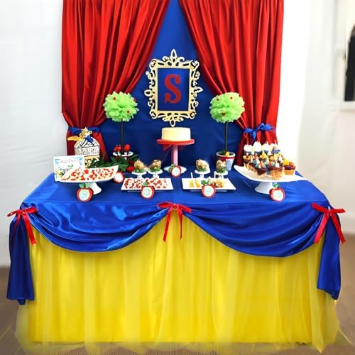 5 Pcs Princess Snow Party Decor Blue and Yellow Table Skirt 30 x 108 in by Windkream