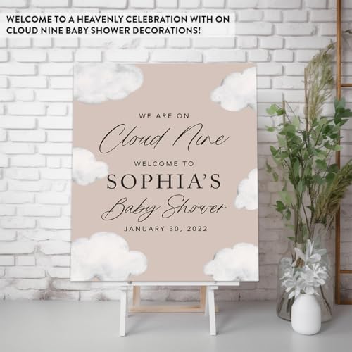 Andaz Press Personalized We Are On Cloud Nine Baby Shower Decorations, Gender Neutral On Cloud 9 Baby Shower Welcome Sign, Heaven Sent Decor, We Are Over the Moon Party Decorations, 16x20 Inch - Image 3