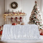 Poise3EHome Silver Sequin Tablecloth 60×120 Inch Rectangle Sequin Fabric Table Cloth for Baby Shower Birthday Christmas Party Wedding Christmas Holiday Cake Table Decoration - Image 2