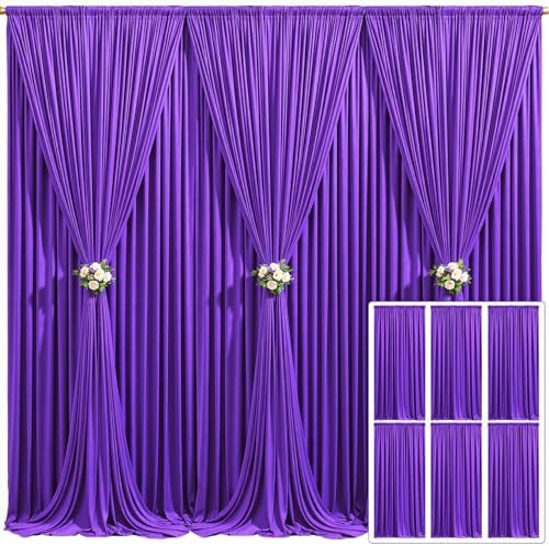 6 Panels Purple Backdrop Curtain for Parties Wedding Wrinkle Free Purple Photo Curtains Backdrop Drapes Fabric Decoration for Birthday Party Photography 30ft(W) x 10ft(H) by Tao-GePartyDecorations