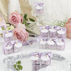 ACITHGL 30 Sets Fully Assembled Small Bubble Candle Party Favors for Guests Bulk Bridal Showers Favors Candles with Stylish Ribbons Thank You Cards Gifts (Shimmering Purple) - Image 6