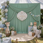 10ftx12ft Sage Green Backdrop Curtains for Parties, Wrinkle Free Polyester Sage Green Photo Backdrop Drapes 2 Panels 12 ft Long Back Drop Cloth for Wedding Birthday Photography Background Party - Image 7