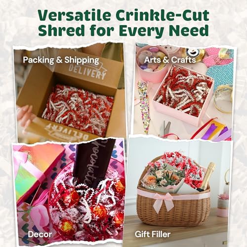 10 LB USA Made crinkle paper filler | Paper Shred Filler for Shipping packages, Gift Wrap, Great packing paper for gift basket filling, Birthdays, Weddings, and Anniversaries | Candy Cane - Image 2